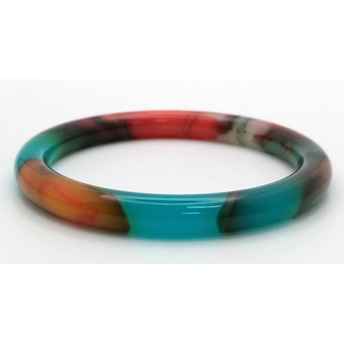 434 - A Kaleidoscopic Thin Jade Bangles. 58mm inner diameter. 8mm width.