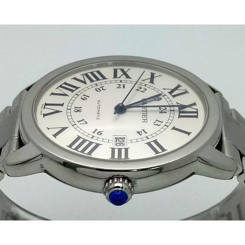 752 - A CARTIER STAINLESS STEEL GENTS AUTOMATIC 