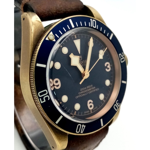 766 - A TUDOR CHRONOMETER GENTS WRISTWATCH WITH BLUE DIAL AND MATCHING BEZEL .  44mm    14758