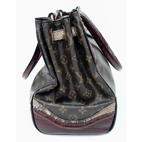 1222 - Louis Vuitton Multi-Pattern Handbag.
Unique, quality exterior which combines rich burgundy crocodile... 