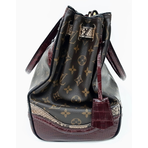 1222 - Louis Vuitton Multi-Pattern Handbag.
Unique, quality exterior which combines rich burgundy crocodile... 