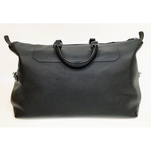 1208 - A Dunhill Black Belgrave Holdall Bag. Leather exterior, with silver toned hardware, two handles, a z... 