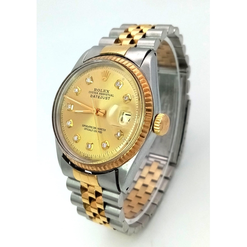 557 - A Rolex Oyster Perpetual Datejust Bi-Metal Gents Watch. 18k gold and stainless steel bracelet and ca... 