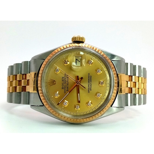 557 - A Rolex Oyster Perpetual Datejust Bi-Metal Gents Watch. 18k gold and stainless steel bracelet and ca... 