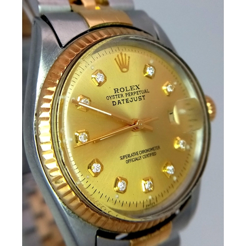 557 - A Rolex Oyster Perpetual Datejust Bi-Metal Gents Watch. 18k gold and stainless steel bracelet and ca... 