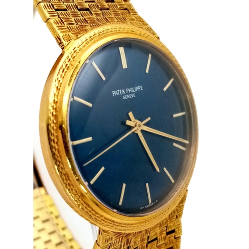 564 - A SHOW STOPPING 18K GOLD PATEK PHILIPPE GENTS WATCH WITH BLOCK LINK SOLID 18K GOLD STRAP, AMAZING BL... 