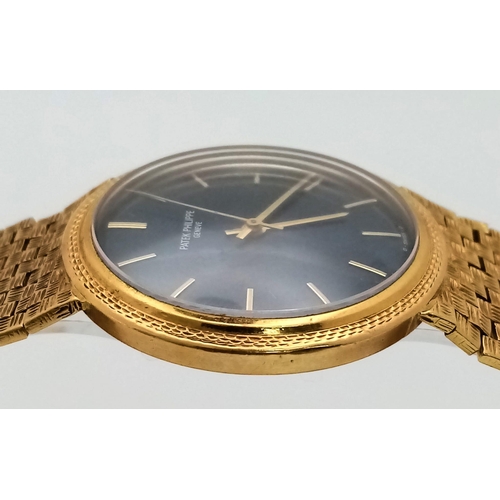 564 - A SHOW STOPPING 18K GOLD PATEK PHILIPPE GENTS WATCH WITH BLOCK LINK SOLID 18K GOLD STRAP, AMAZING BL... 