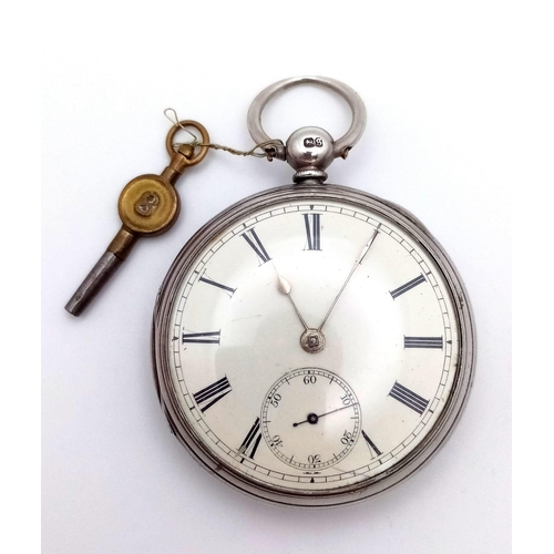 1212 - An 1873, CHESTER Sterling Silver Gentleman's Pocket Watch by Samuel Freeman, of Trafalgar Street, Co... 