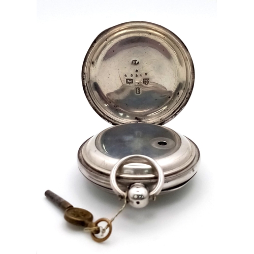 1212 - An 1873, CHESTER Sterling Silver Gentleman's Pocket Watch by Samuel Freeman, of Trafalgar Street, Co... 