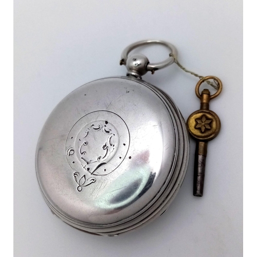 1212 - An 1873, CHESTER Sterling Silver Gentleman's Pocket Watch by Samuel Freeman, of Trafalgar Street, Co... 