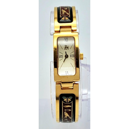 133 - A rare and beautiful FREY WILLE lavishly gold-plated watch in the fashion of Egyptian Revival. Case:... 