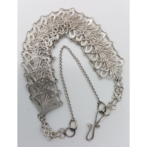 1395 - Vintage Sterling Silver Filigree, Scales Design Bracelet. Stunning delicate and elaborate design, 'S... 