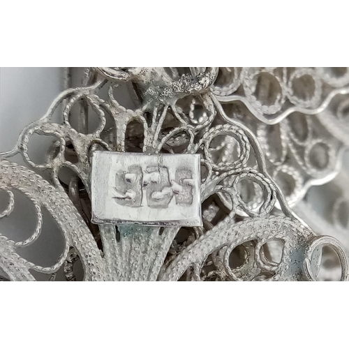 1395 - Vintage Sterling Silver Filigree, Scales Design Bracelet. Stunning delicate and elaborate design, 'S... 