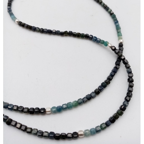 1487 - A Collection of 3 Small Bead Gemstone Necklaces: Tourmaline, Chalcedony and Zoisite. All 42cms. Ref:... 