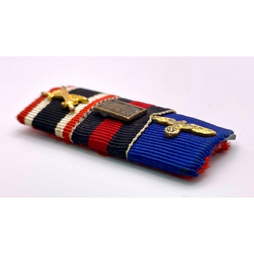 1496 - 3rd Reich Medal Ribbon Bar. War Merit Cross with Swords, Sudetenland Medal with Prague Bar and Army ... 