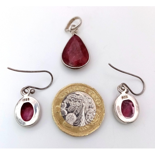 1588 - Parcel of Sterling Silver Jewellery items.
Featuring a pair of Ruby Stone Earrings and a Ruby Stone ... 