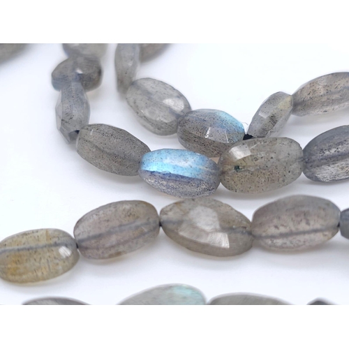 1599 - A Pair of labradorite Gemstone Anklets and a Labradorite Gemstone Necklace with Drop Pendant. 925 Si... 