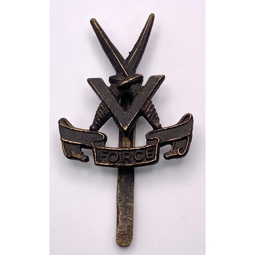 1607 - WW2 British “V” Force Special Forces Cap Badge.