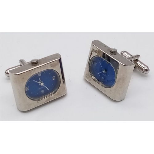 1756 - A Pair of Watch Cufflinks - Need new batteries so a/f.