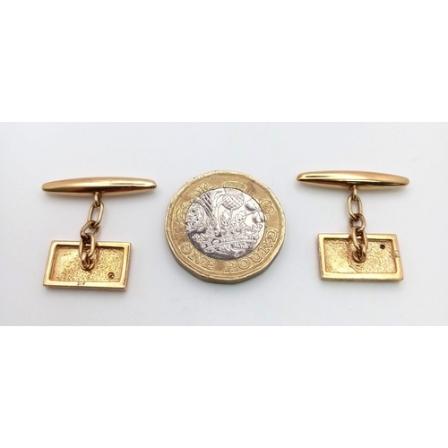 500 - A Classic Pair of Vintage 9K Yellow Gold and Diamond Cufflinks. 5.6g total weight.