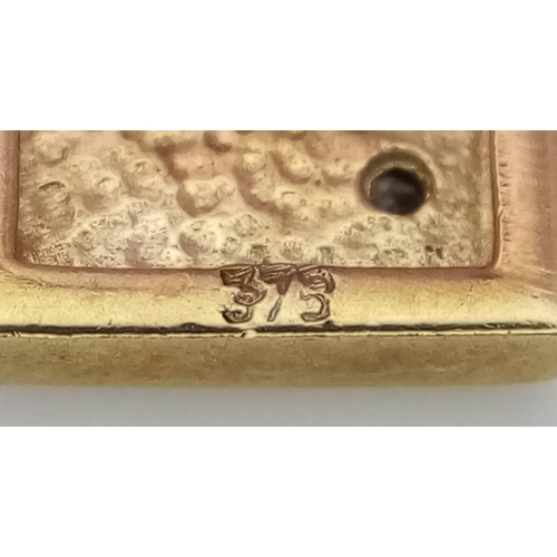 500 - A Classic Pair of Vintage 9K Yellow Gold and Diamond Cufflinks. 5.6g total weight.