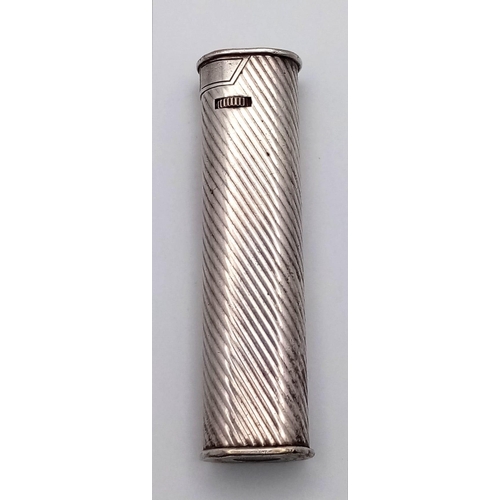 675 - A Vintage Dunhill White Metal Flip-Top Lighter. In need of some gas etc. Comes with original Dunhill... 