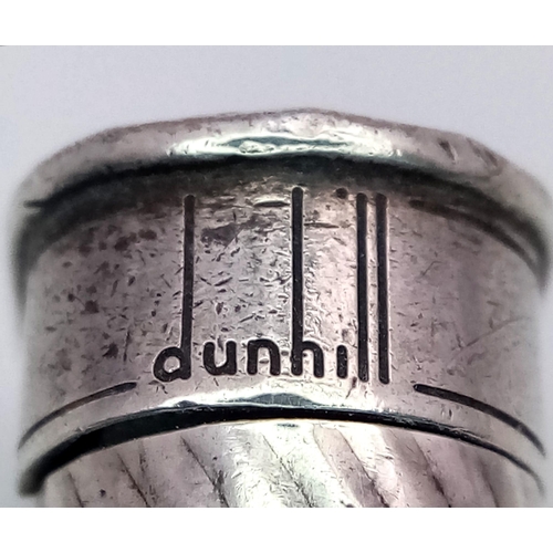 675 - A Vintage Dunhill White Metal Flip-Top Lighter. In need of some gas etc. Comes with original Dunhill... 