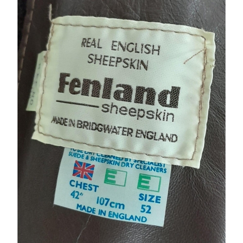 683 - A Vintage Fenland Men's Long Winter Jacket, Looks To be Never Worn, Real English Sheepskin, Spare Bu... 