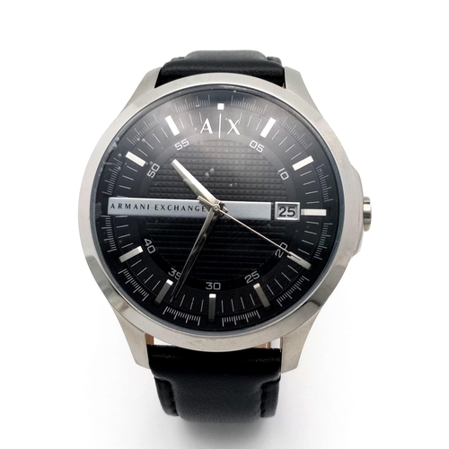 707 - A New Armani Exchange Watch, Black and Chrome Dial, matching leather strap, Dial 42mm, Comes with Ta... 