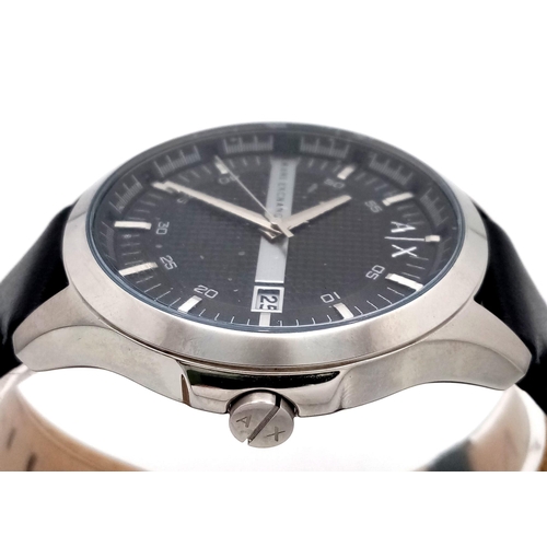 707 - A New Armani Exchange Watch, Black and Chrome Dial, matching leather strap, Dial 42mm, Comes with Ta... 