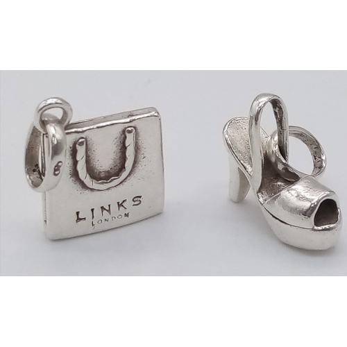 1259 - 2 X GENUINE LINKS OF LONDON CHARMS, HANDBAG & HIGH HEEL CHARM 7.5G
ref: SP 4002