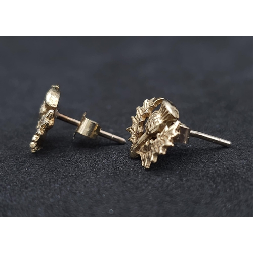 1361 - A 9K YELLOW GOLD THISTLE STUD EARRINGS 1.1G
ref: A/S 4026