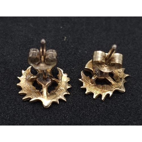 1361 - A 9K YELLOW GOLD THISTLE STUD EARRINGS 1.1G
ref: A/S 4026