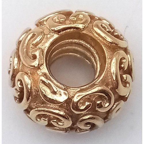 1649 - A 14K YELLOW GOLD - PANDORA GOLD COLLECTION CHARM. 4.5G