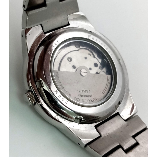 728 - Men’s Stainless Steel Automatic Divers Watch by Marco Ceroni. 
Skeleton Back, 43mm Including Crown. ... 