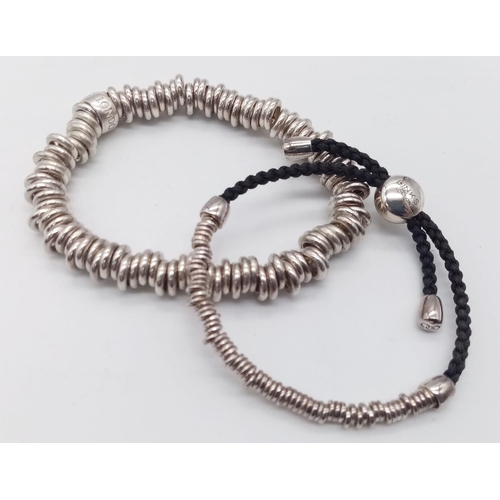 1028 - A Sterling Silver Links of London Sweetie Bracelet & Cord Bracelet Bundle. Ref: TB75