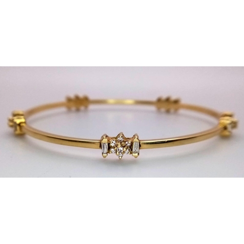 103 - A 18K YELLOW GOLD DIAMOND SET BANGLE 0.50CT 15.8G 
ref: AS 5001