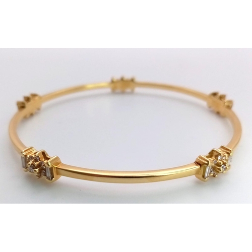 103 - A 18K YELLOW GOLD DIAMOND SET BANGLE 0.50CT 15.8G 
ref: AS 5001