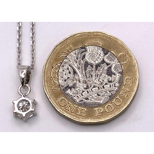 1609 - A Sterling Silver necklace with a 1.0tcw Moissanite Pendant. 
Measures 44cm in length.
Weight: 1.85g