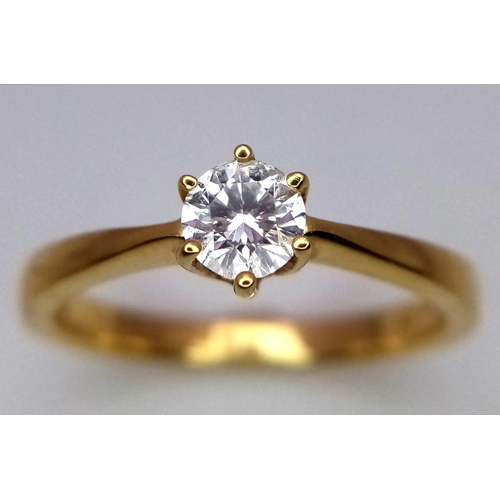 166 - A 18CT YELLOW GOLD DIAMOND SOLITAIRE RING 0.30CT 3.1G SIZE N
ref: P172