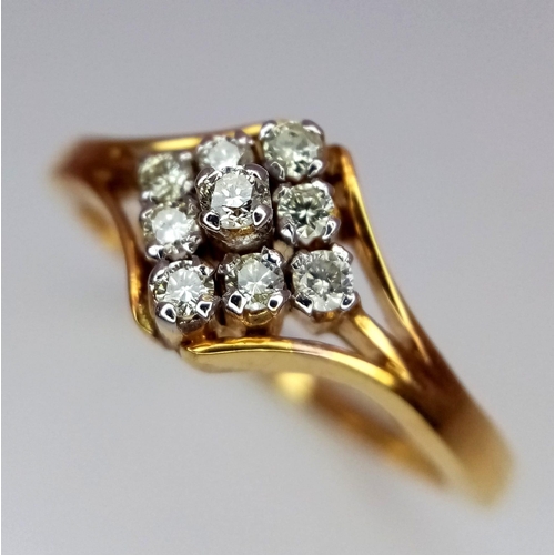 194 - A 18K YELLOW GOLD DIAMOND RING 3.2G SIZE N 1/2
ref: H 5001