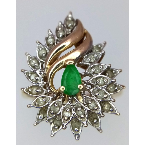 222 - 14K YELLOW GOLD DIAMOND & EMERALD FANCY RING.
WEIGHT: 4.2G
SIZE: J

SC 5020