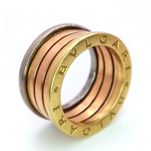 27 - A 18K 3 COLOUR BVLGARI B ZERO RING 11.1G SIZE K RRP £2720
ref: SC 5133