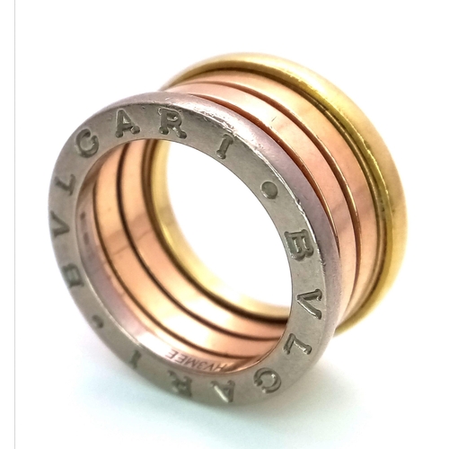 27 - A 18K 3 COLOUR BVLGARI B ZERO RING 11.1G SIZE K RRP £2720
ref: SC 5133