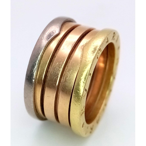 27 - A 18K 3 COLOUR BVLGARI B ZERO RING 11.1G SIZE K RRP £2720
ref: SC 5133