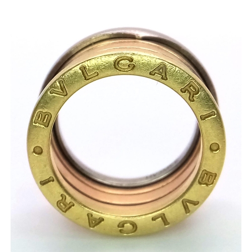 27 - A 18K 3 COLOUR BVLGARI B ZERO RING 11.1G SIZE K RRP £2720
ref: SC 5133