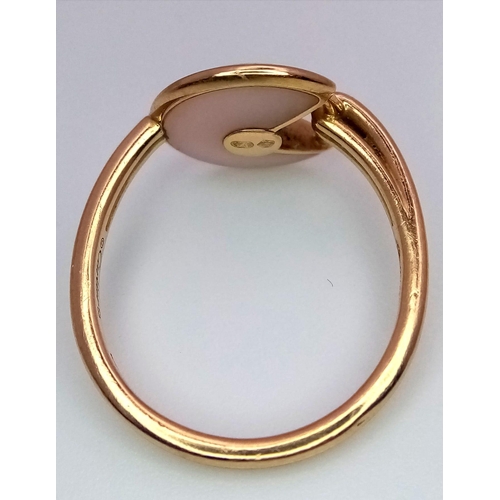 29 - An 18 K rose gold CARTIER ring with a rose quartz and diamond pendant style top. Size: M, weight: 3.... 