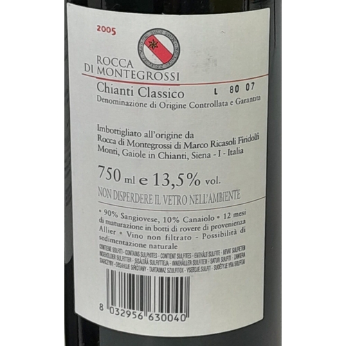 381 - 6 Bottles of Quality Italian Red Wine. To Include: 5 x Chianti Classico Rocca di Montegrossi 2005.
1... 