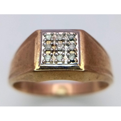 419 - STAMPED 10K YELLOW GOLD DIMAOND SET SIGNET STYLE RING. 
WEIGHT: 3G 
SIZE W

SC 5007