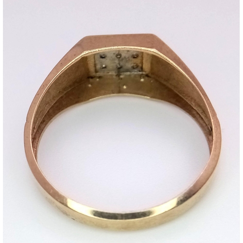 419 - STAMPED 10K YELLOW GOLD DIMAOND SET SIGNET STYLE RING. 
WEIGHT: 3G 
SIZE W

SC 5007